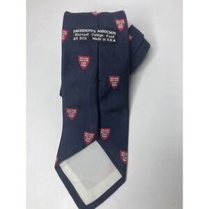 Vintage Harvard Shield Navy Silk Tie Harvard Presidents Association